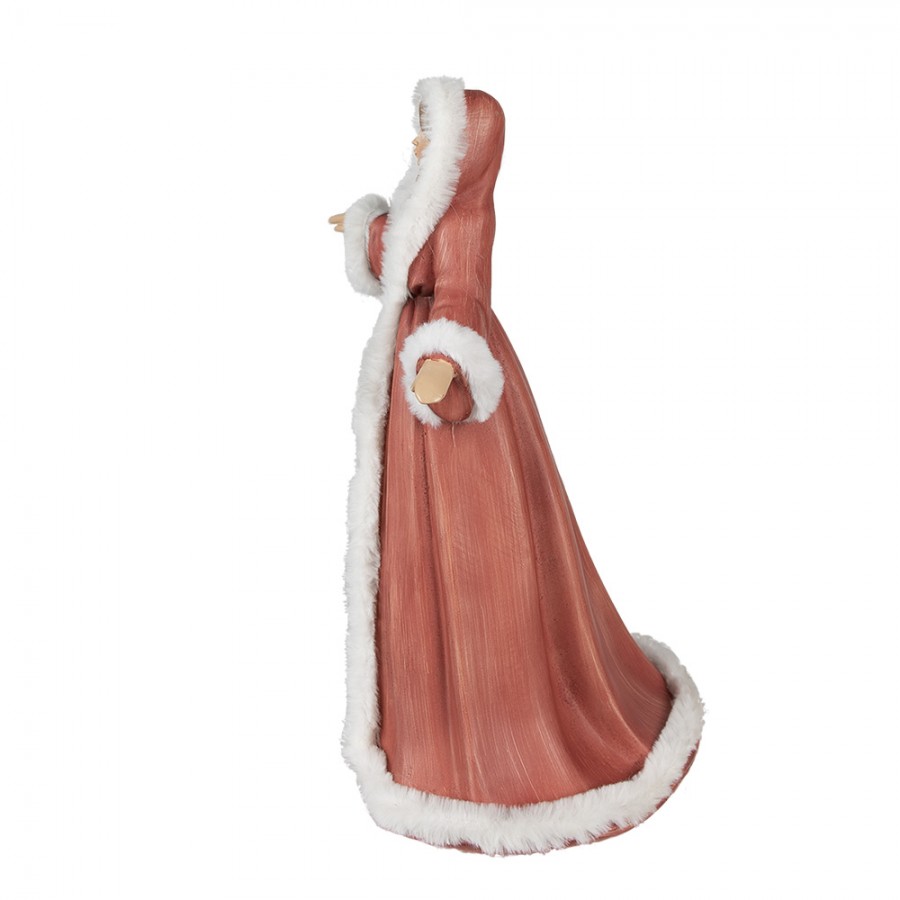 Clayre & Eef Beeld Vrouw 40 cm Rood Polyresin Kerstfiguren - Afbeelding 2