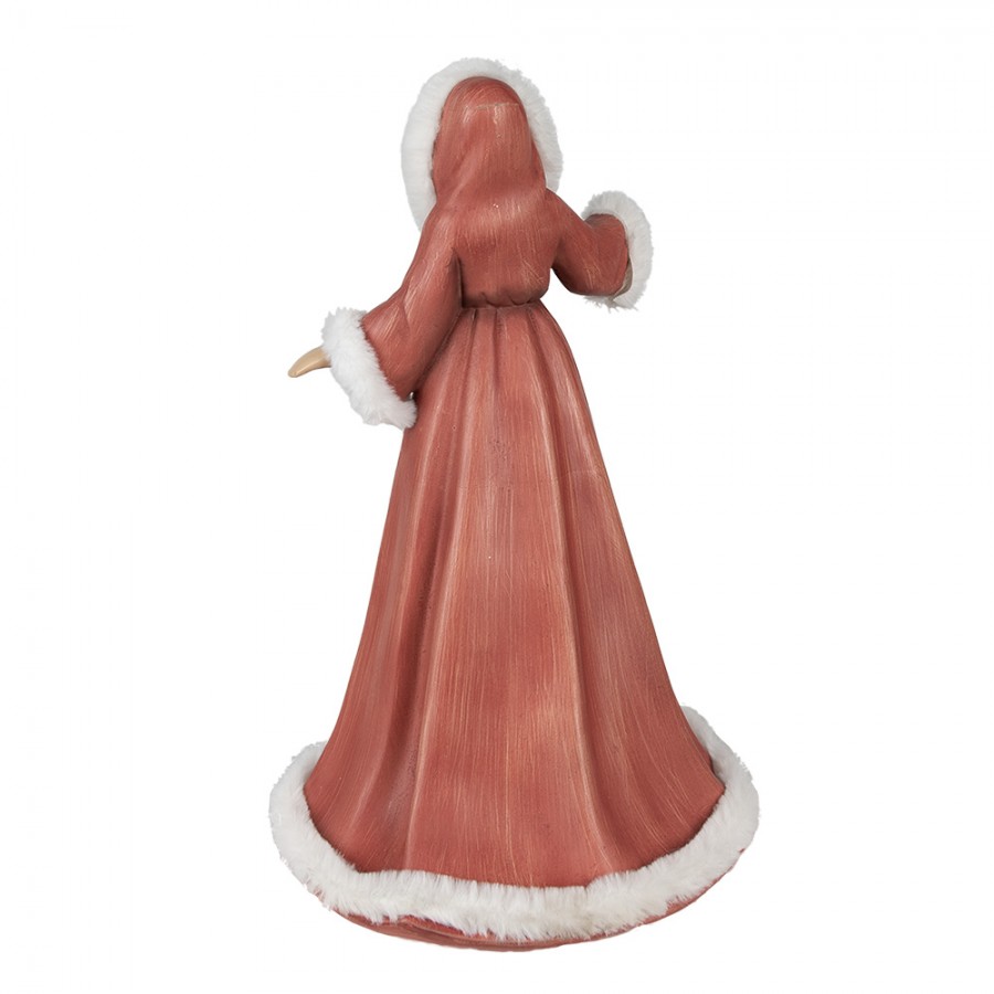 Clayre & Eef Beeld Vrouw 40 cm Rood Polyresin Kerstfiguren - Afbeelding 3