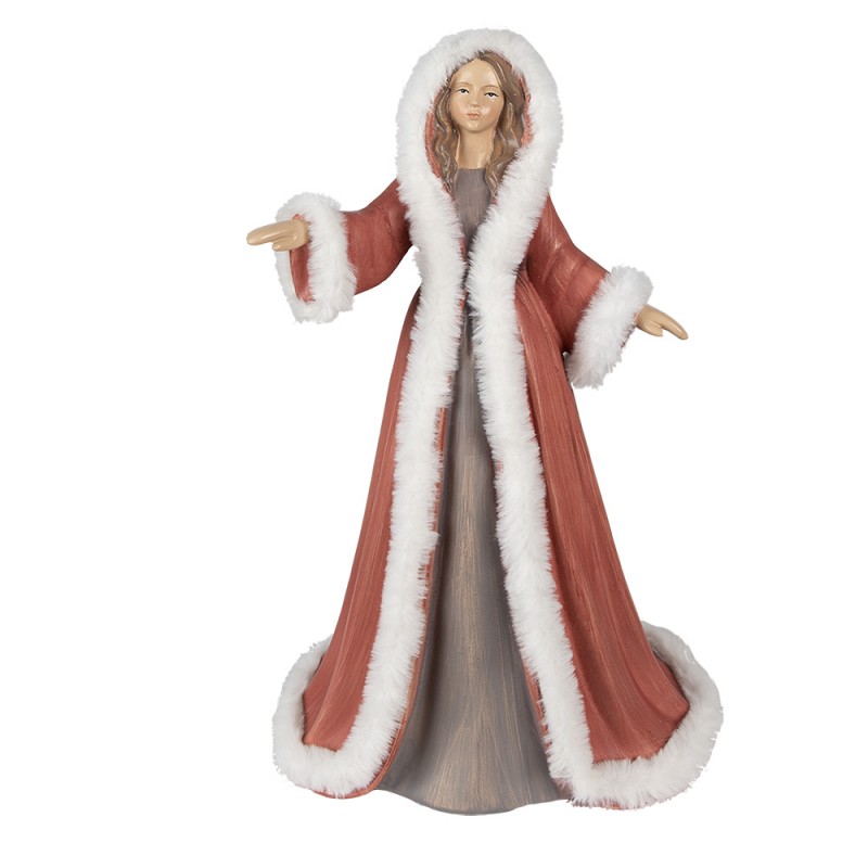 Clayre & Eef Beeld Vrouw 40 cm Rood Polyresin Kerstfiguren