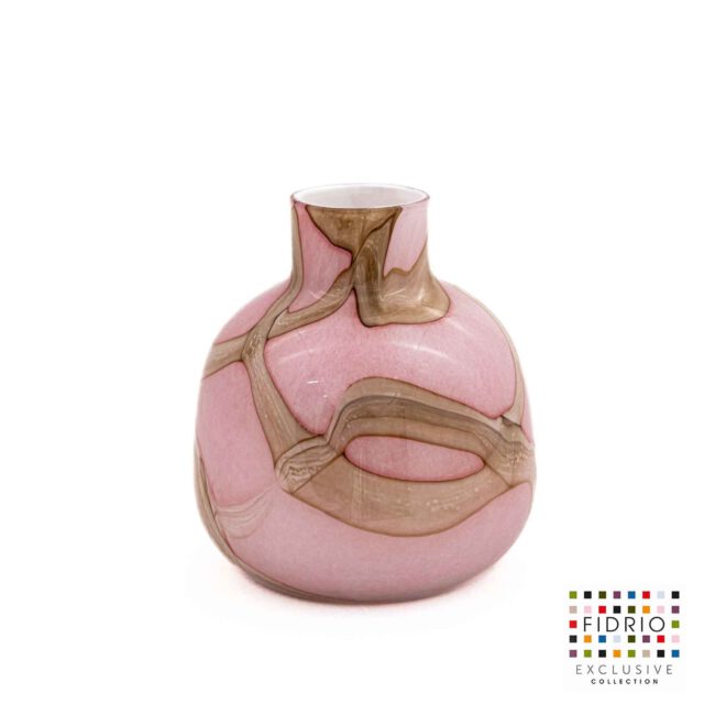 Design Vaas Turin - Fidrio PINK FLAME - glas, mondgeblazen bloemenvaas - hoogte 20 cm