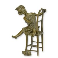 Beeld - Vrolijk Kind - Bronzen sculptuur - 21,3 cm hoog
