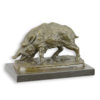 Bronzen beeld - Wild zwijn - sculptuur - 14 cm hoog