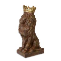 Leeuw met Kroon - Resin beeld - Gedetailleerd sculptuur Dieren - 56,5 cm hoog