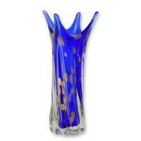 Glazen vaas - Grappige blauwe vaas - Murano stijl - 29 cm hoog