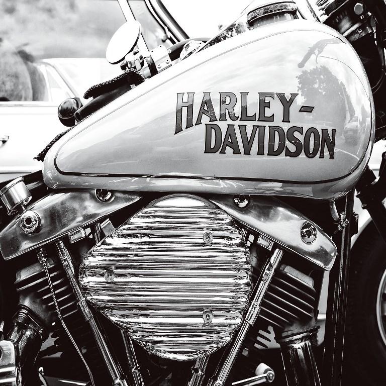 80 x 80 cm - glasschilderij - Harley Davidson motor - schilderij fotokunst - foto print op glas