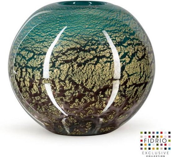 Design vaas Bol - Fidrio FIJI - glas, mondgeblazen bloemenvaas - diameter 22 cm hoogte 20 cm