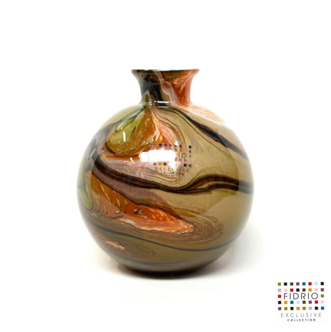 Design vaas Bolvase With Neck - Fidrio INDIAN SUMMER - glas, mondgeblazen bloemenvaas - diameter 19 cm