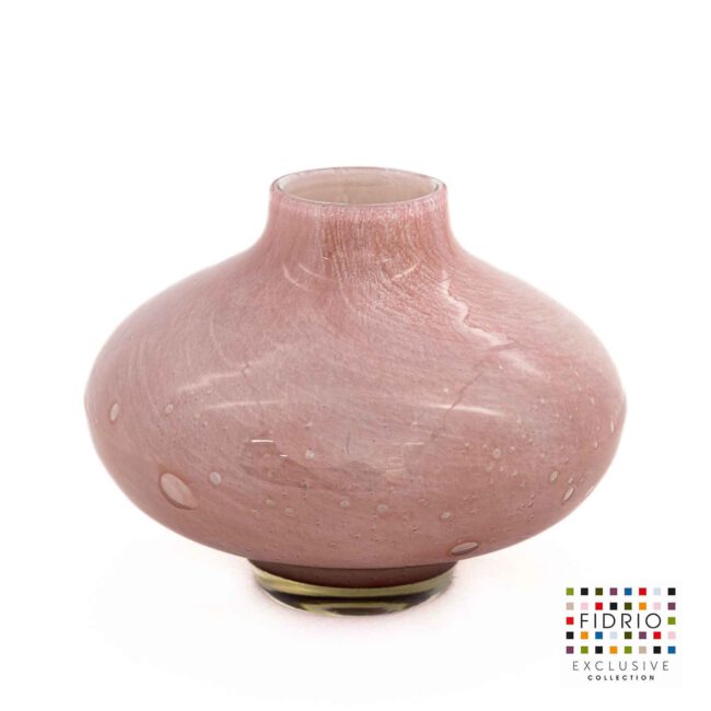 Design vaas Collina - Fidrio PINK BUBBLES - glas, mondgeblazen bloemenvaas - diameter 27 cm hoogte 22 cm