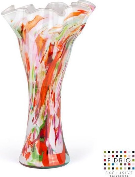 Design vaas Wave Xxl - Fidrio MIXED COLOURS - glas, mondgeblazen bloemenvaas - hoogte 56 cm