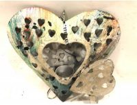 Decoratief beeld - ijzeren hart - 25 cm - handgemaakt