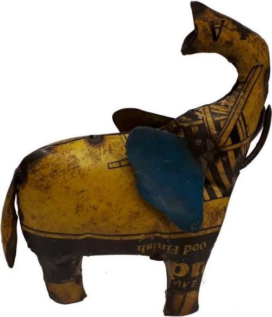 Decoratief beeld - fairtrade olifant - oliedrums - handgemaakt