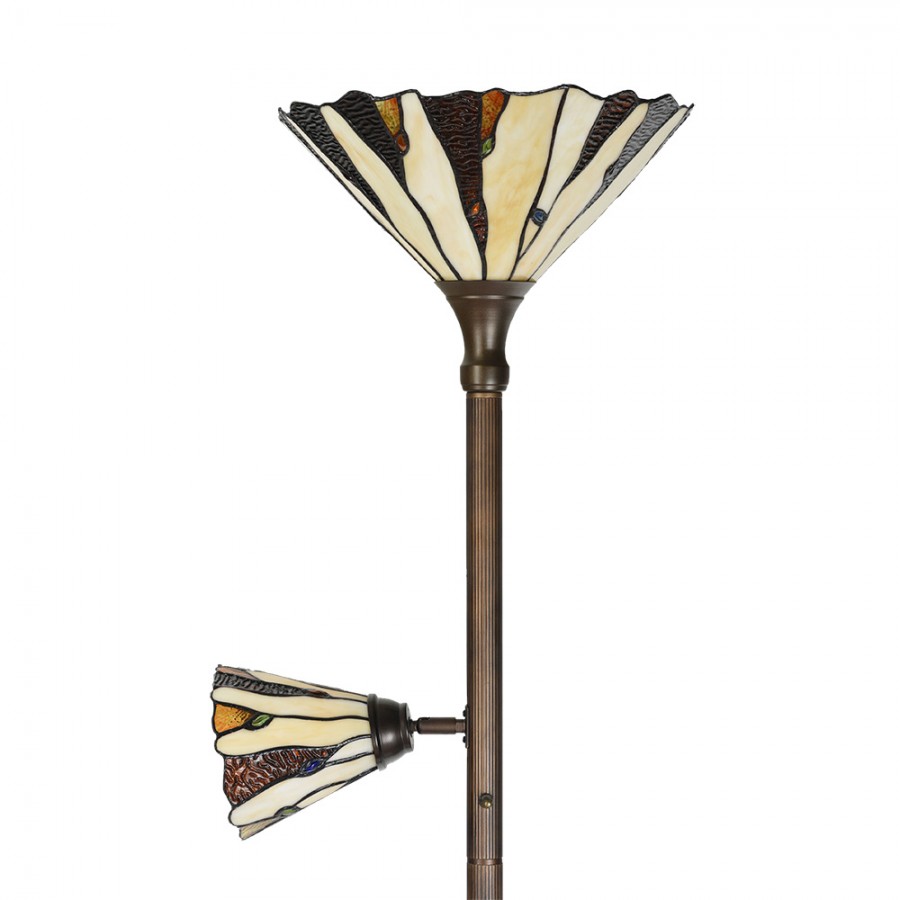 Tiffany Vloerlamp Ø 38x178 cm Beige Bruin Glas Tiffany Lampen