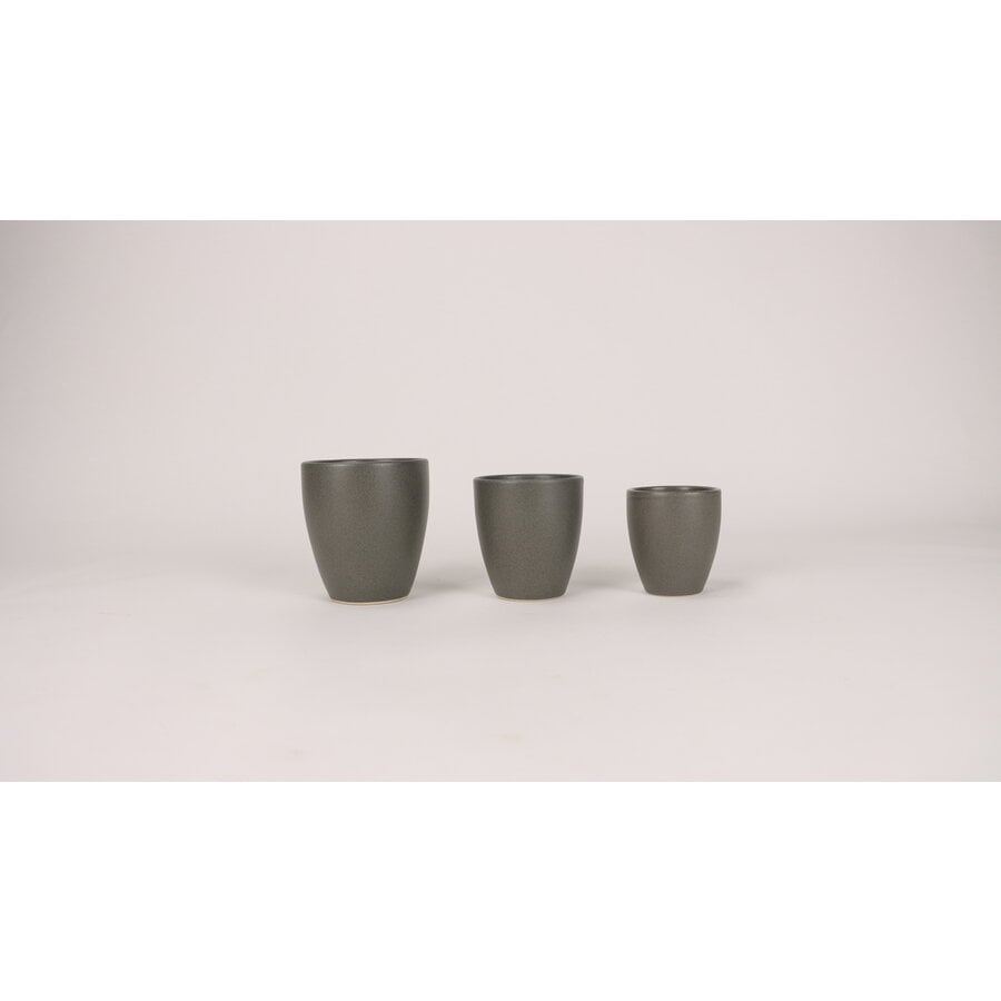 Kitchen trend - Villa - cappuccino beker - donkergrijs - set van 6 - 8.5 cm rond