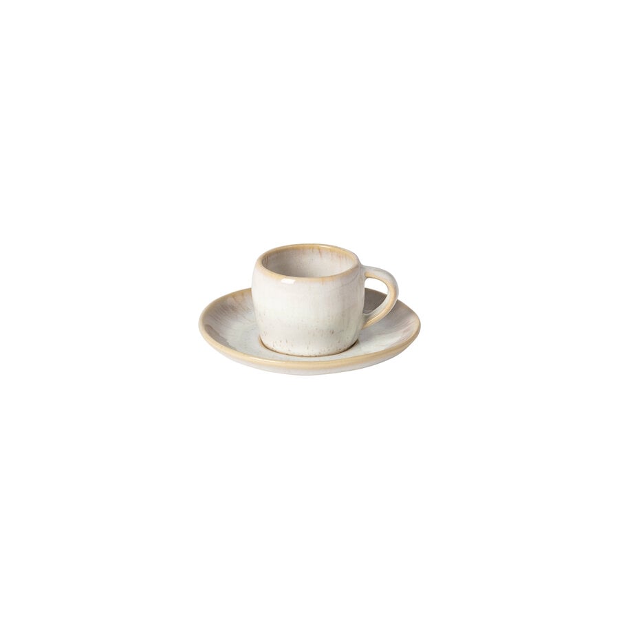 Costa Nova - Eivissa - espresso kop en schotel - sand beige - set van 6 - 4.8 cm hoog