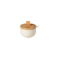 Casafina Costa Nova - Pacifica - suiker potje creme - met houten deksel - 9 cm rond