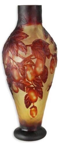 Glazen vaas - Oranje bessen - Cameo Glas - 39 cm hoog