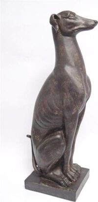 Beeld - Zittende Windhond Kunststof - Mooi figuur Hond Resin