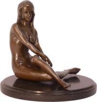 Zittende naakte vrouw - Bronzen beeld - Sculptuur - 17,4 cm hoog