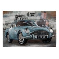 3D Schilderijen metaal 120x80 cm Blauw Groen IJzer Hout Auto Muurdecoratie