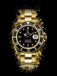 glasschilderij rolex goud