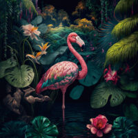 glasschilderij - Flamingo