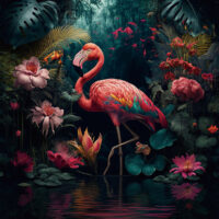 glasschilderij - Flamingo