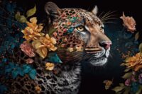 Panter met bloemen